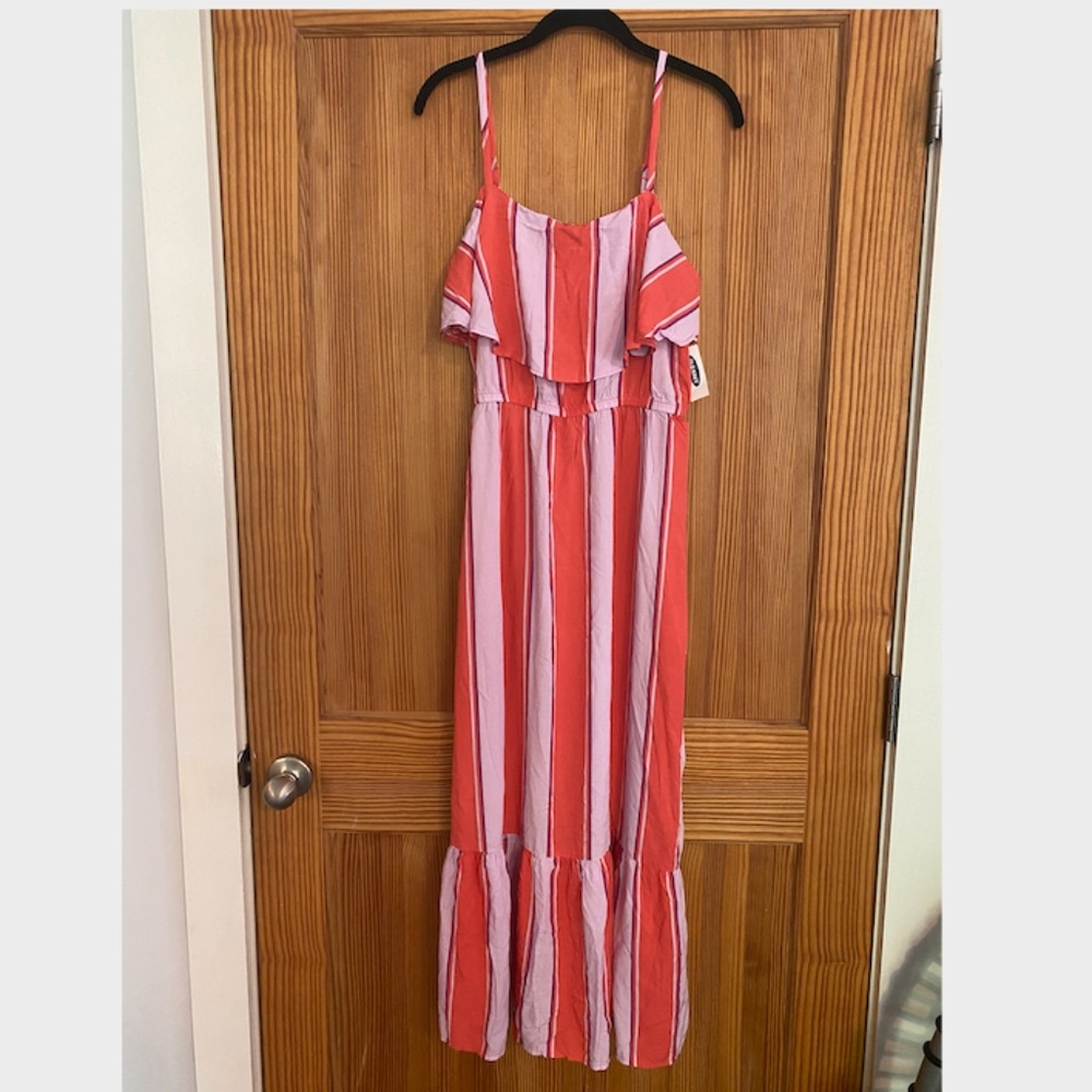 NWT OLD NAVY Striped Ruffle Maxi Dress